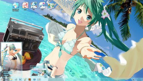 初音未来,泳装,win7主题,电脑主题