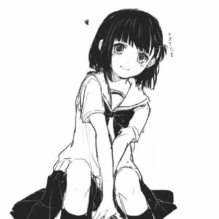 女生头像 动漫黑白头像 www.005.tv 宽440x440高