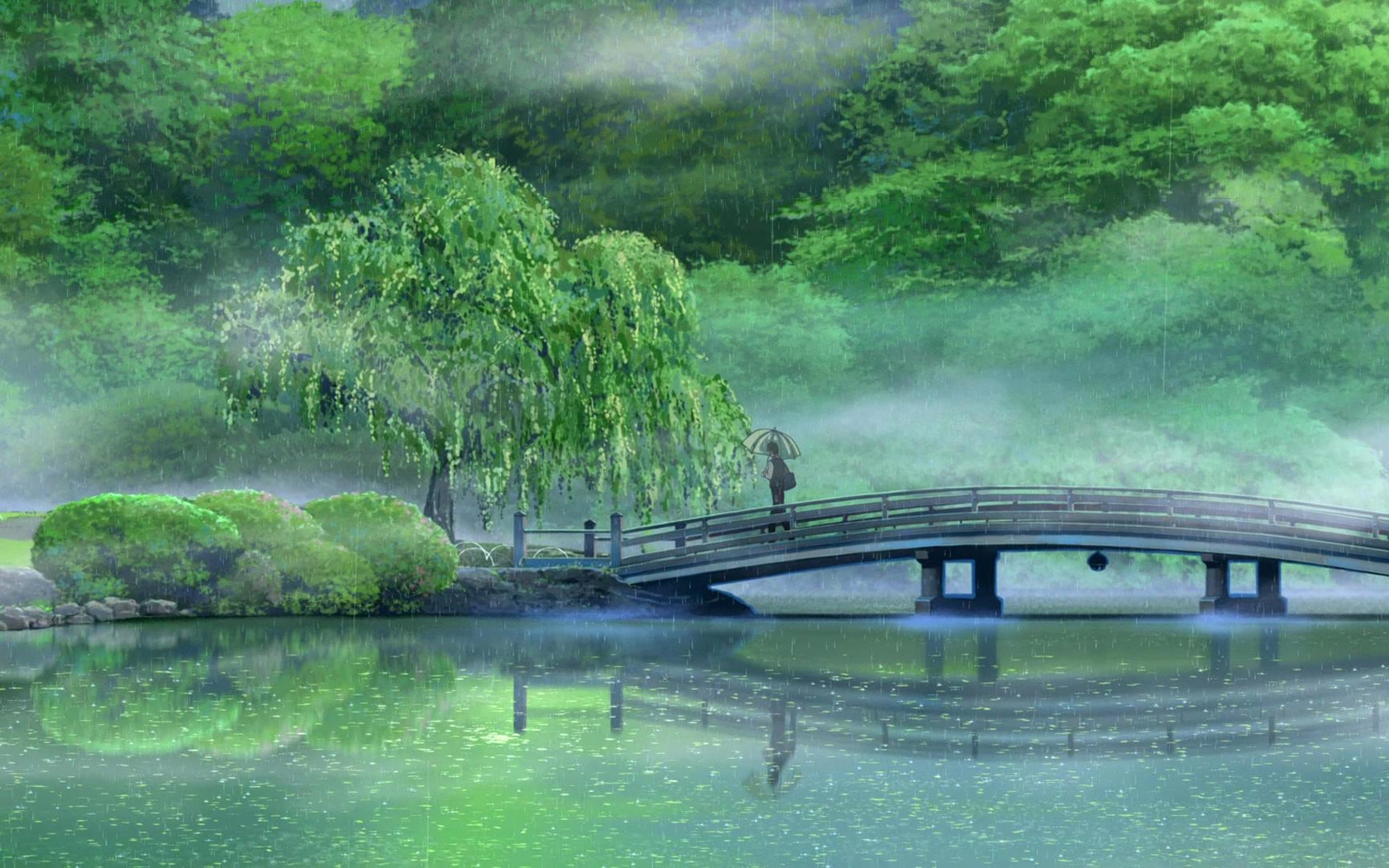 海诚巨作《言叶之庭》绿色护眼电脑桌面壁纸第