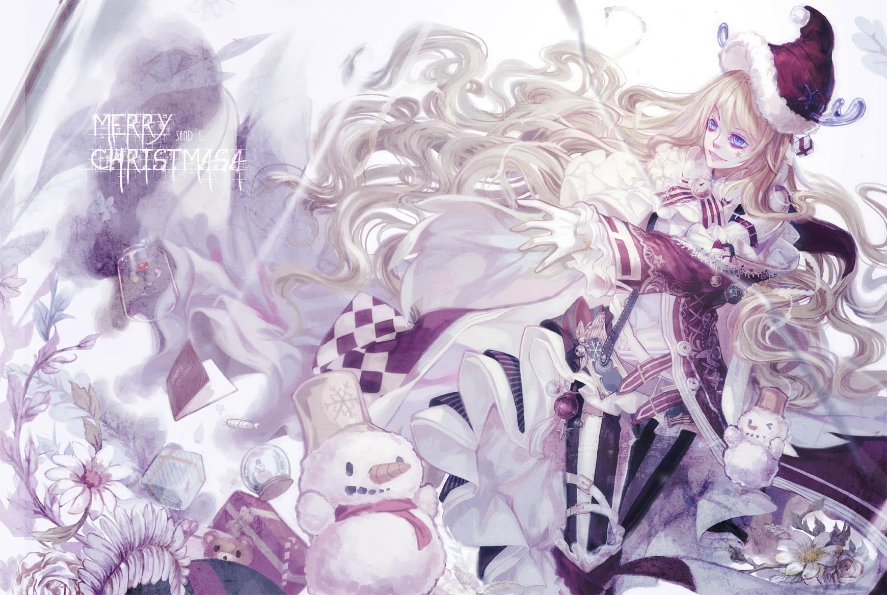 雪人,少女,插画,