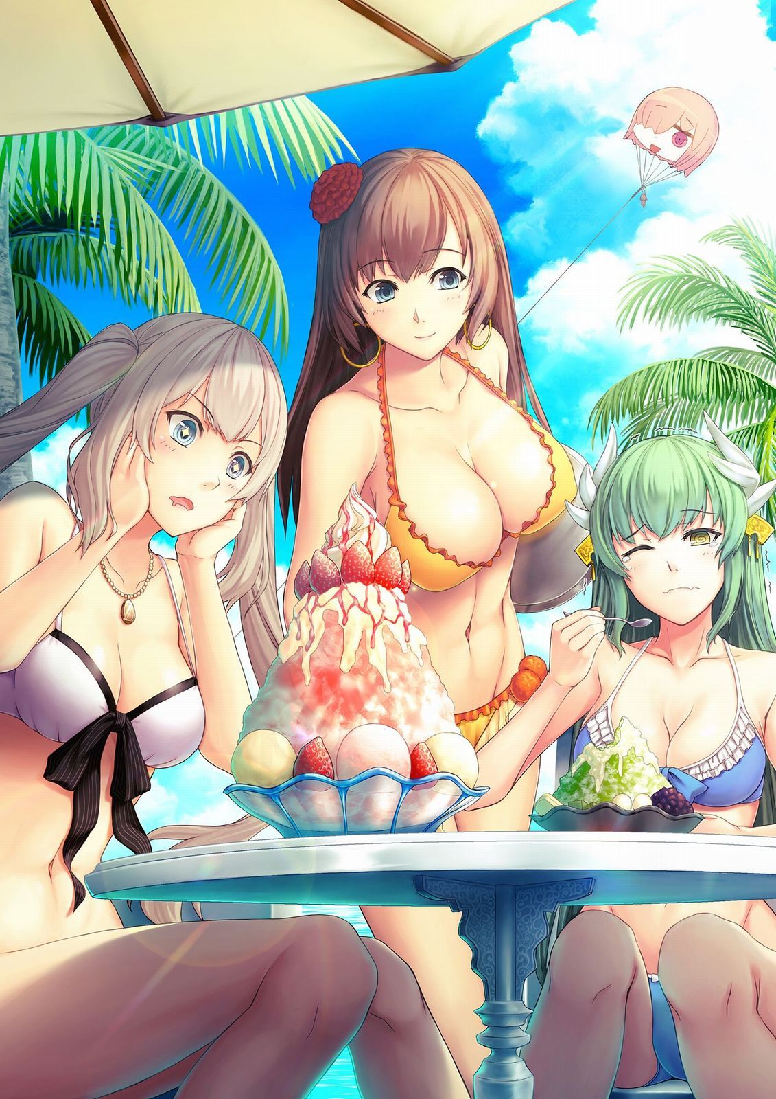 动漫本子,动漫福利图,动漫巨乳少女吃冰沙