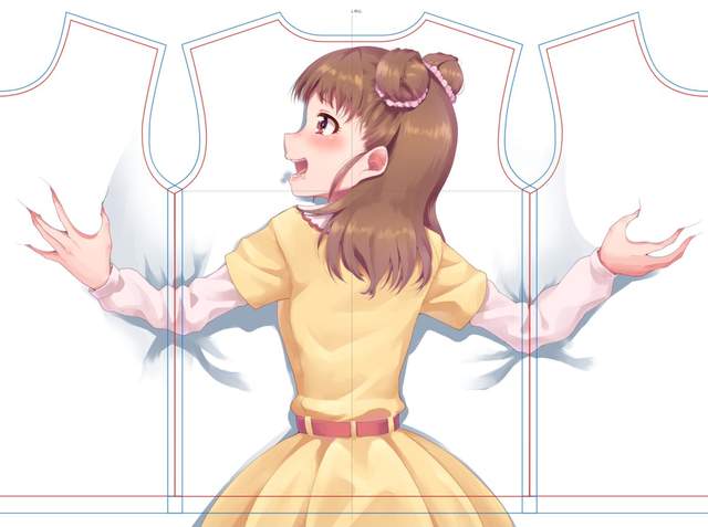 动漫T恤样图,美少女袭胸T恤,二次元T恤