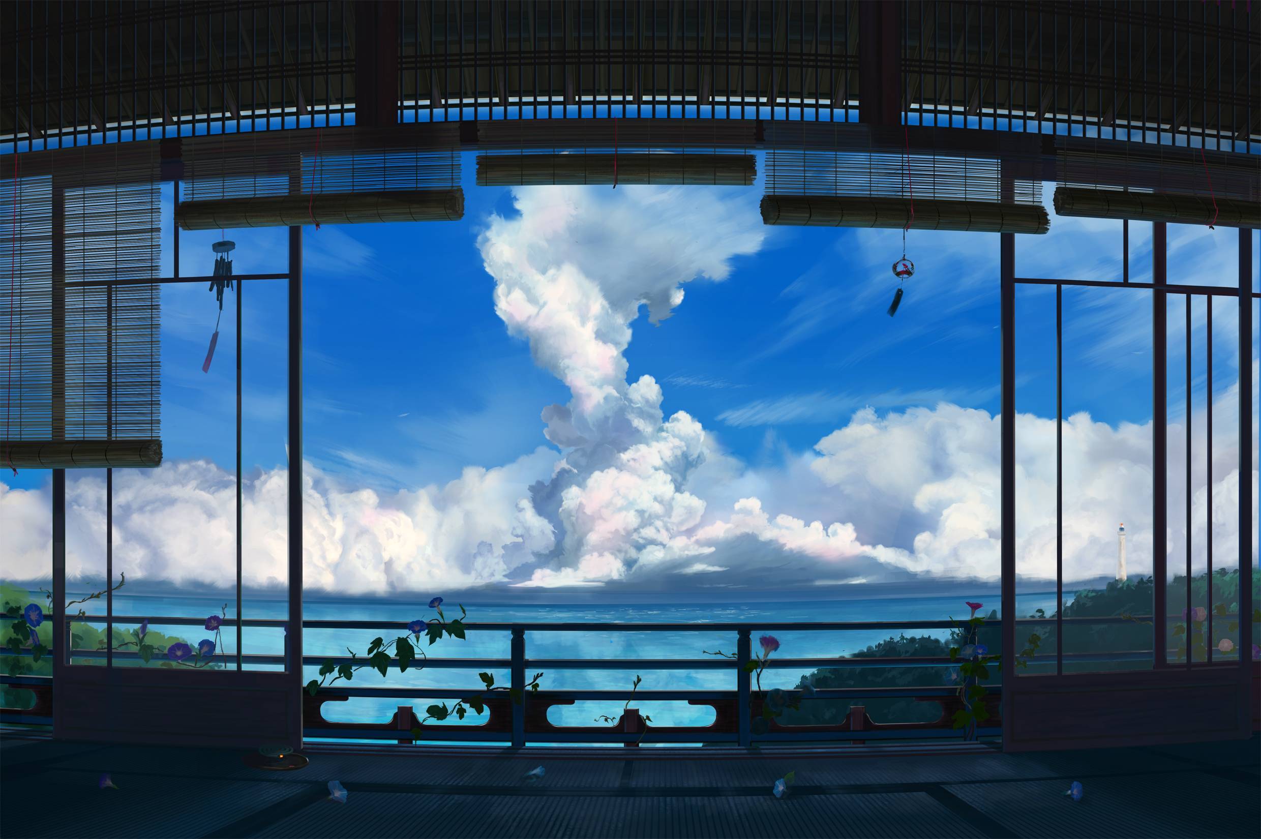 夏日风景图,二次元夏日风景,动漫夏日场景图
