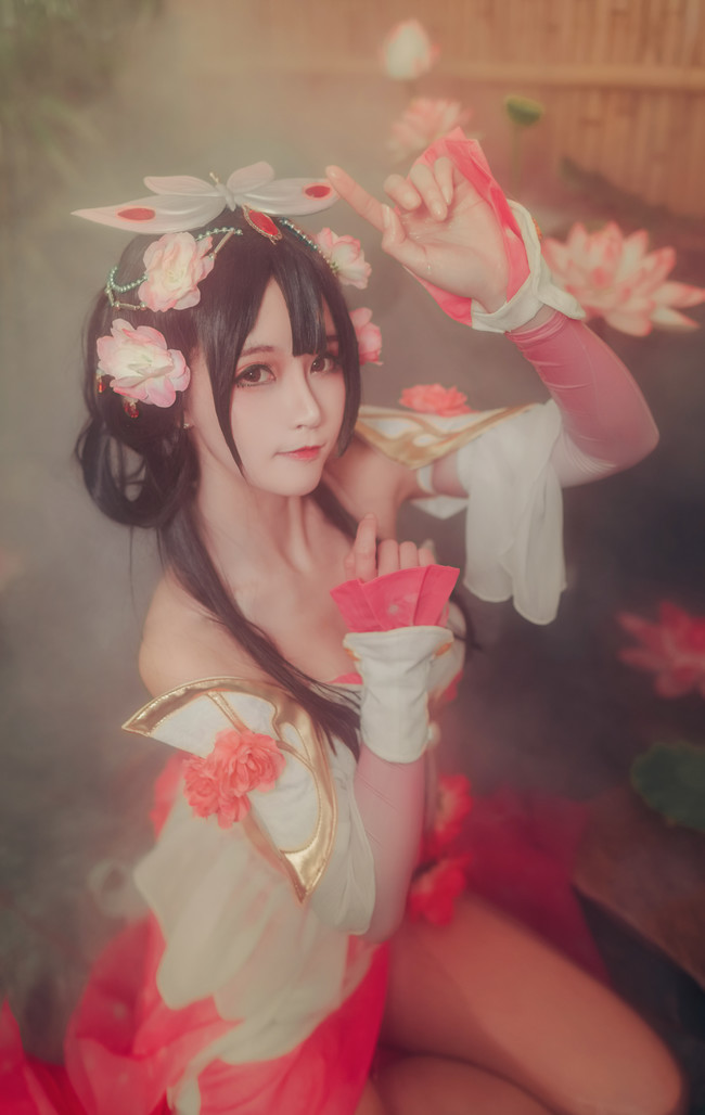荷叶罗裙一色裁 王者荣耀甄姬cosplay