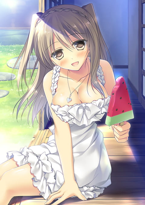 【手机壁纸】夏天一定要吃 西瓜冰棍和美少女更配哦