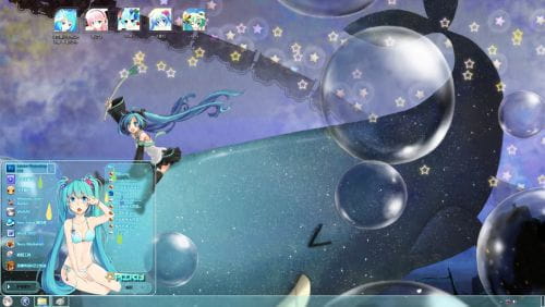 初音未来,泳装,win7主题,电脑主题