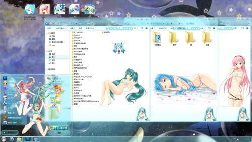 初音未来,泳装,win7主题,电脑主题