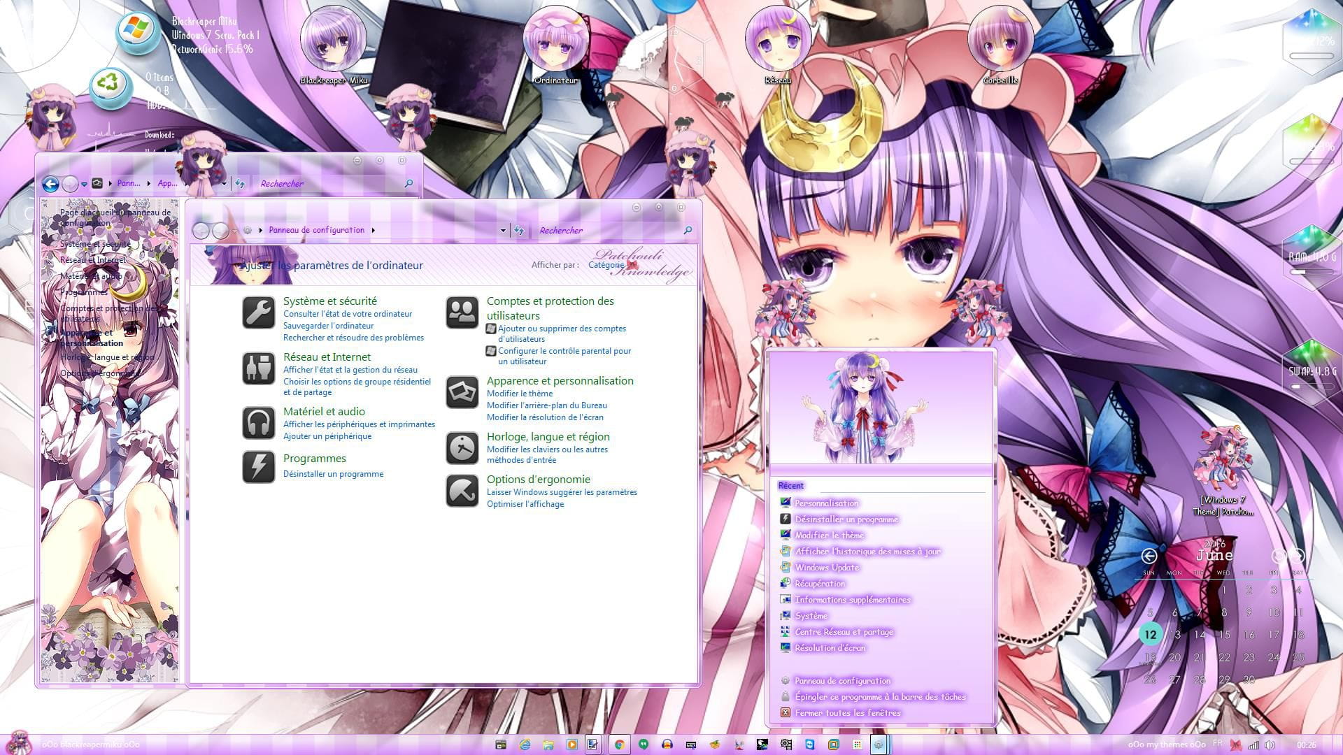 win7主题,东方系列,东方project,帕秋莉,萌化