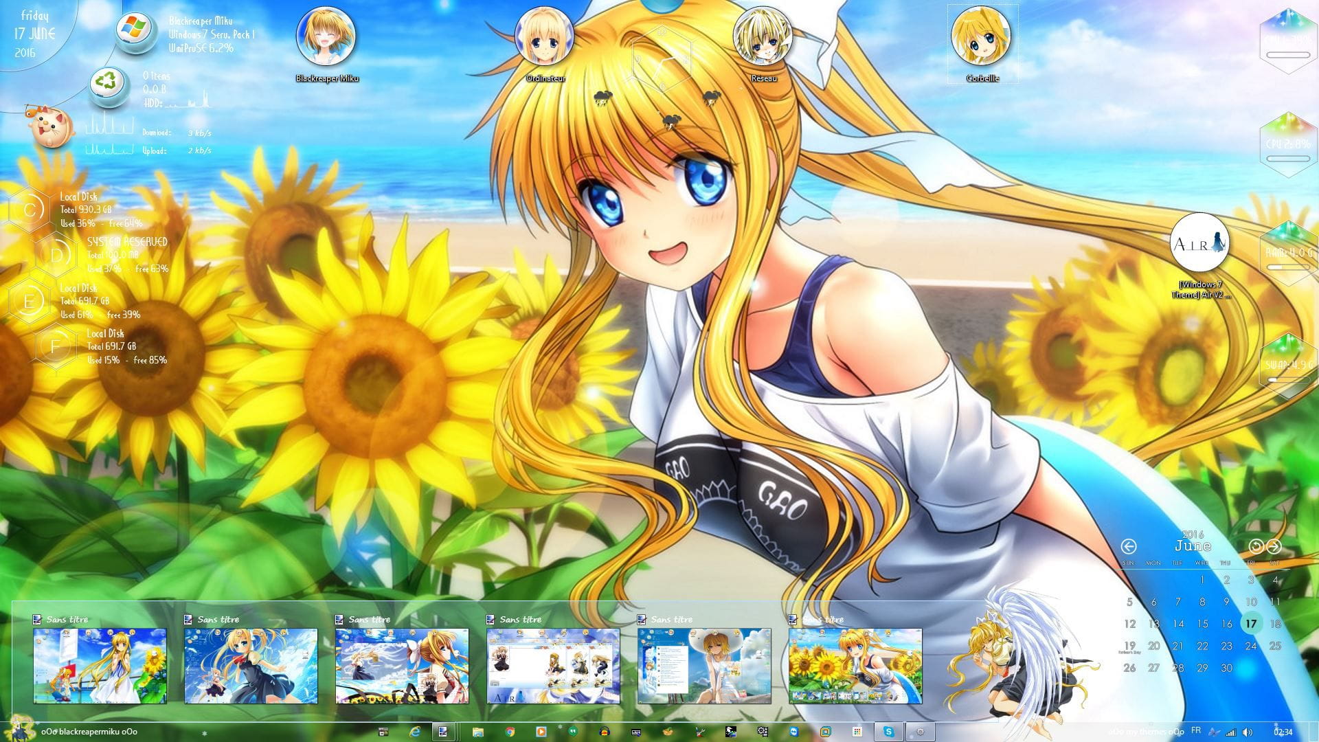 win7主题,air,神尾观铃,萌化,下载