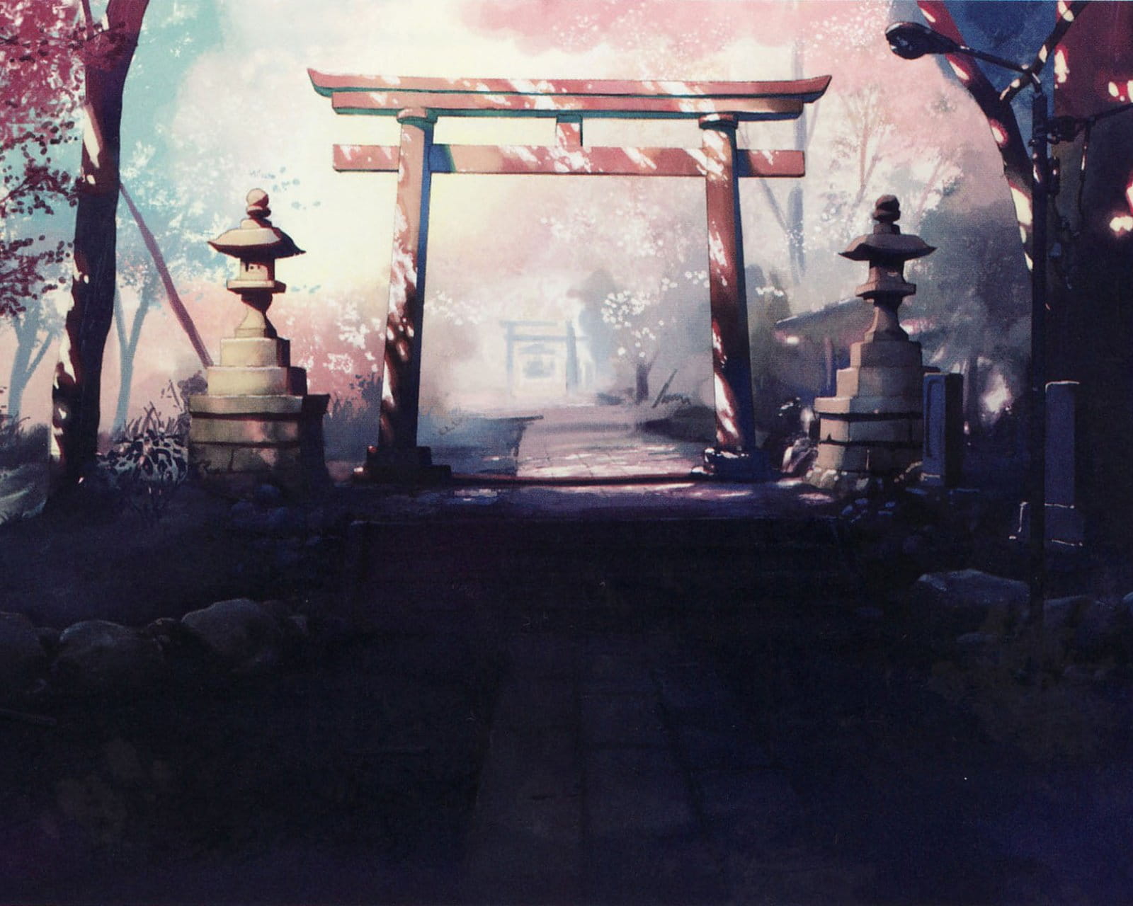 夏日,神社,动漫,阳光,日本