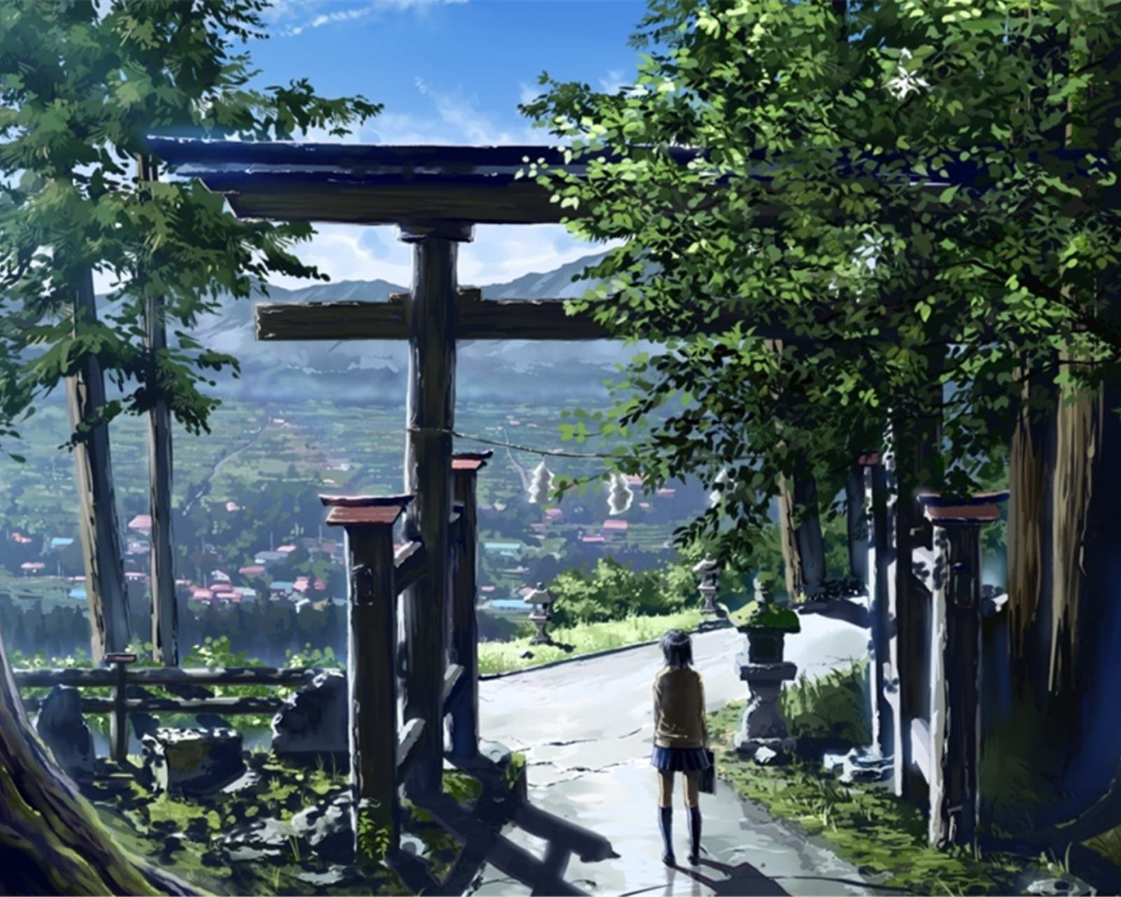 夏日,神社,动漫,阳光,日本