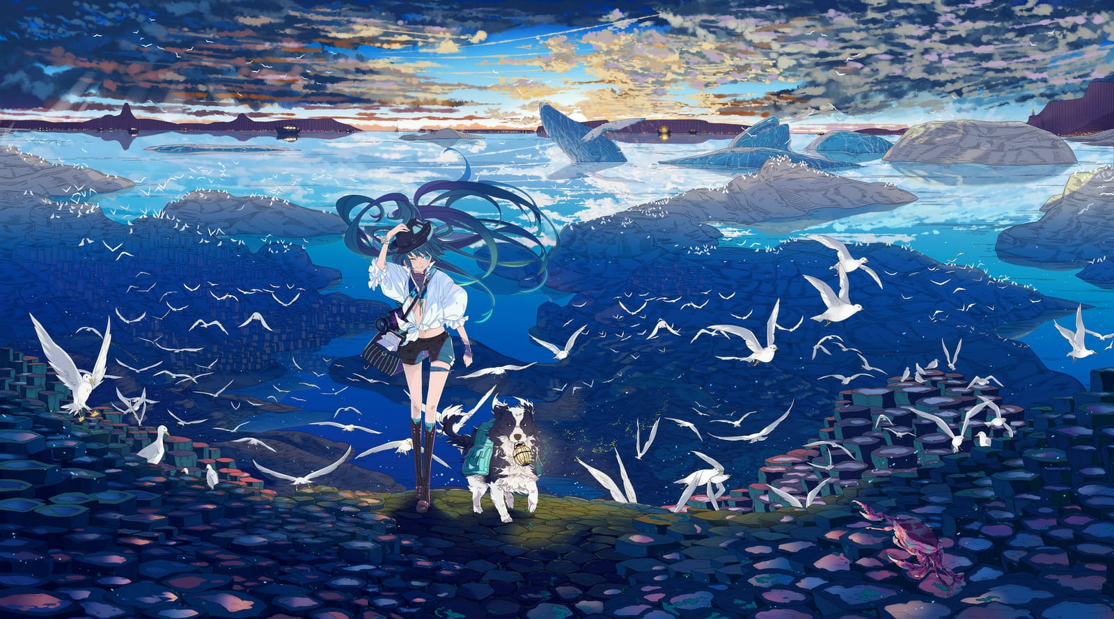 二次元天空,手绘天空,天空插画