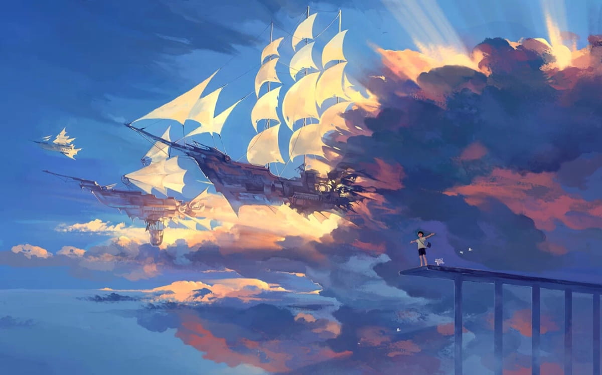 二次元天空,手绘天空,天空插画