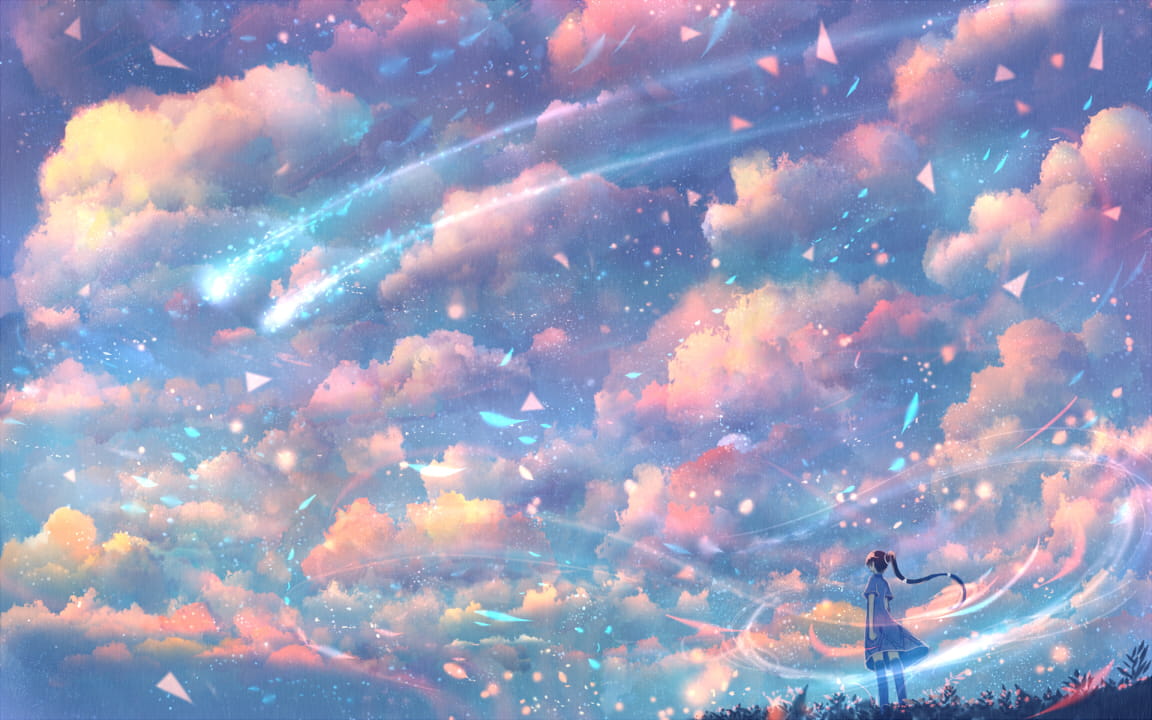 二次元天空,手绘天空,天空插画