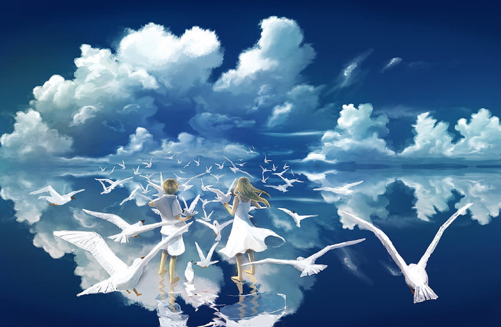 二次元天空,手绘天空,天空插画