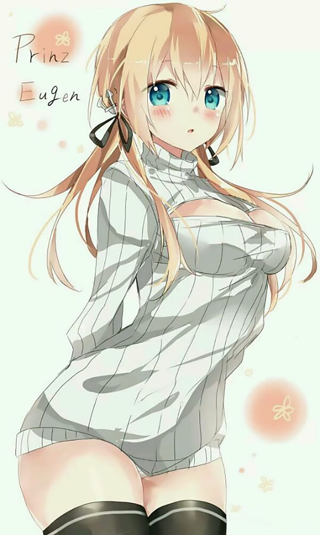 二次元少女,开胸毛衣