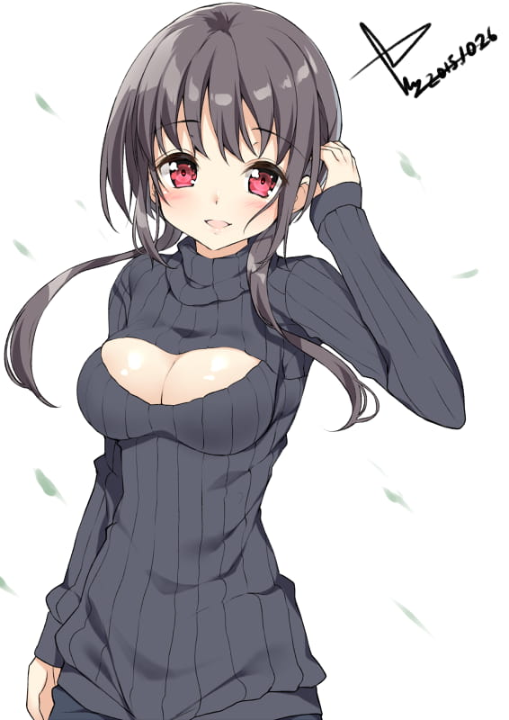二次元少女,开胸毛衣