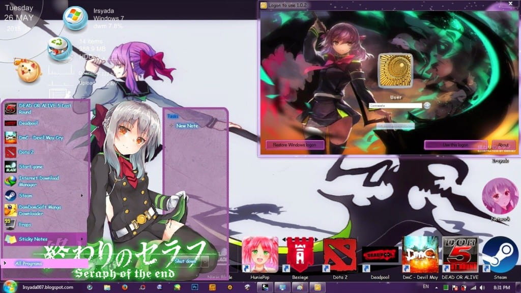 柊筱娅,终结的炽天使,win7主题,腹黑,镰刀女,动漫电脑主题