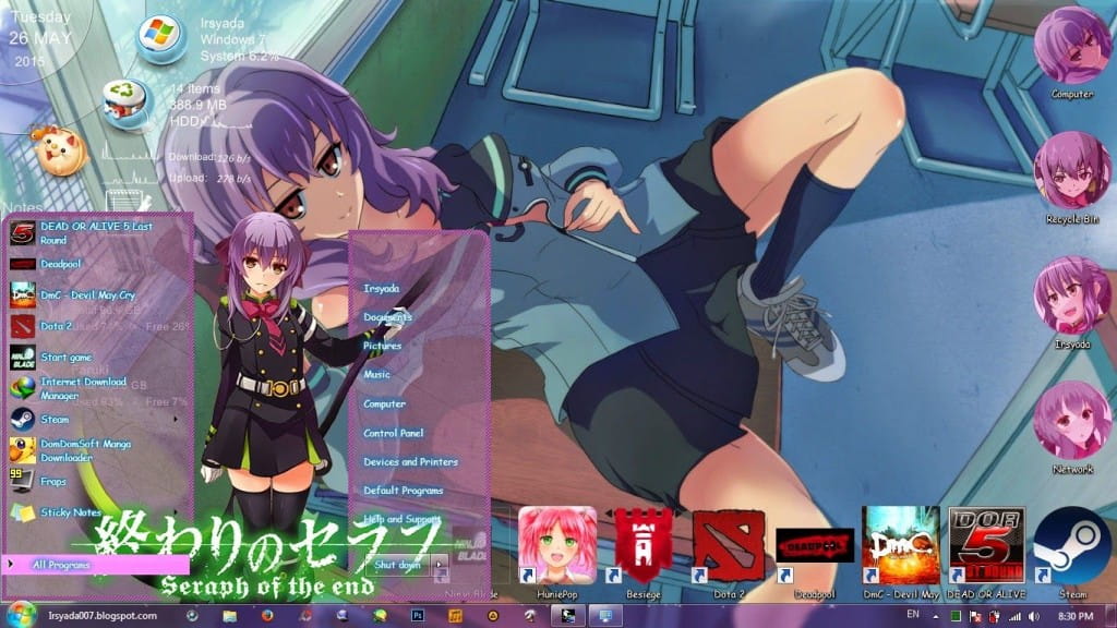 柊筱娅,终结的炽天使,win7主题,腹黑,镰刀女,动漫电脑主题
