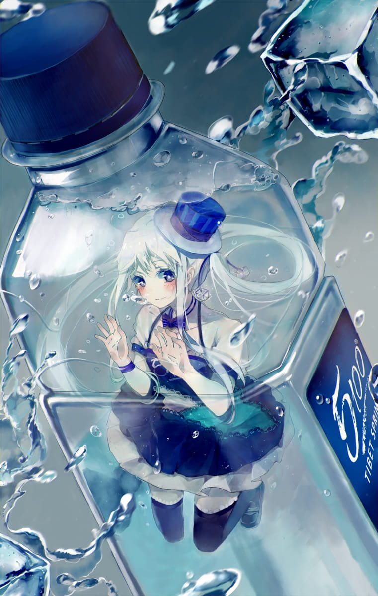 少女,水中少女,玻璃杯