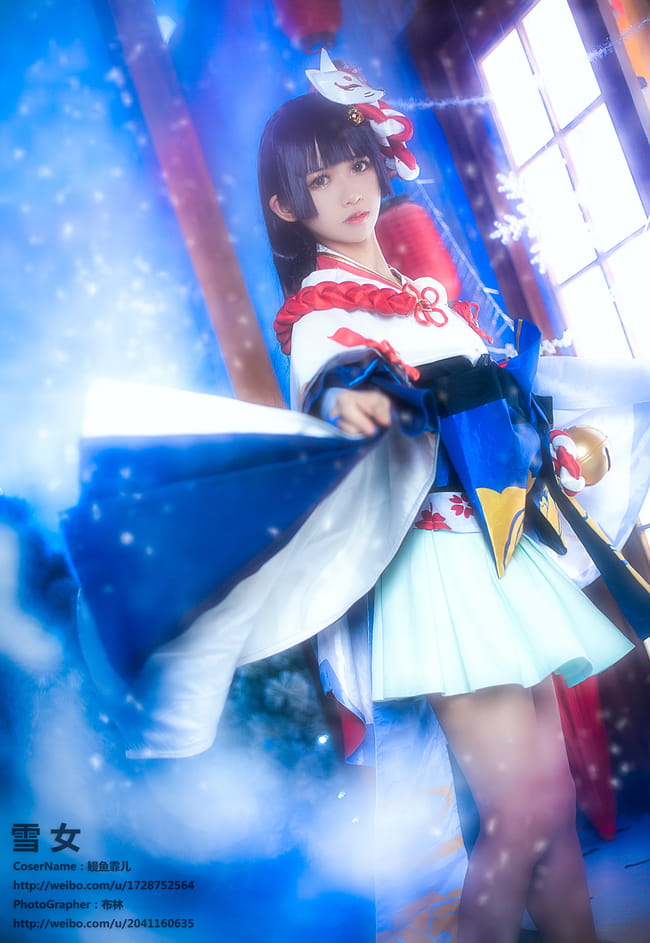 阴阳师手游,雪女,见月之樱皮肤COS