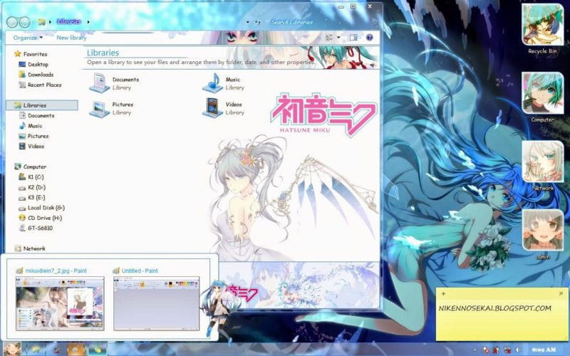 初音未来,电脑主题,win7主题,下载