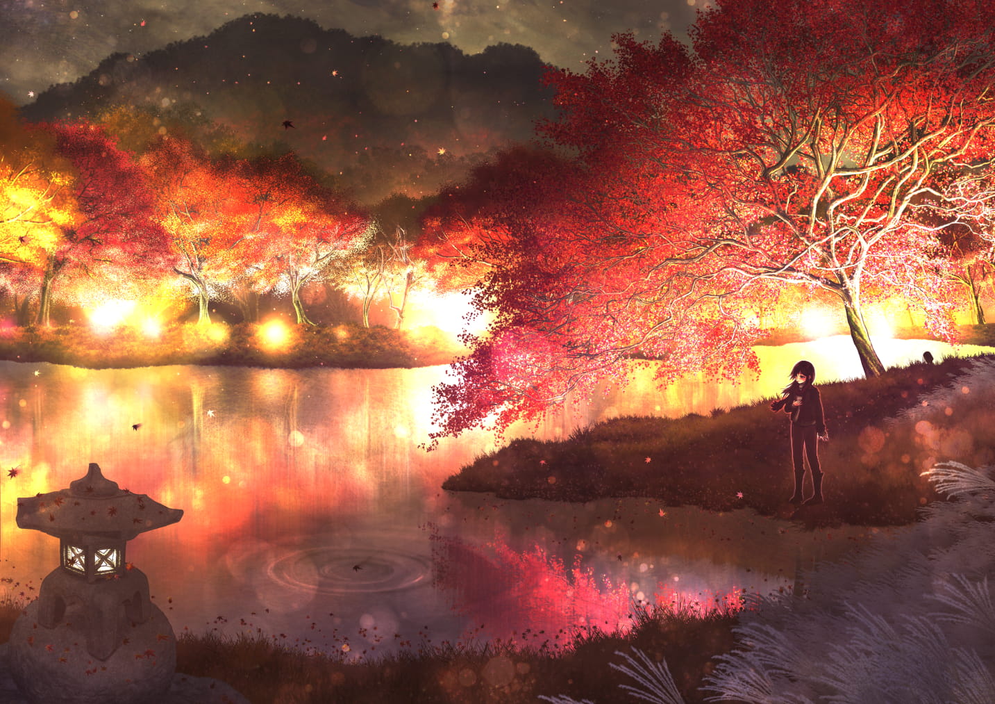 P站,夜景,二次元,插画,
