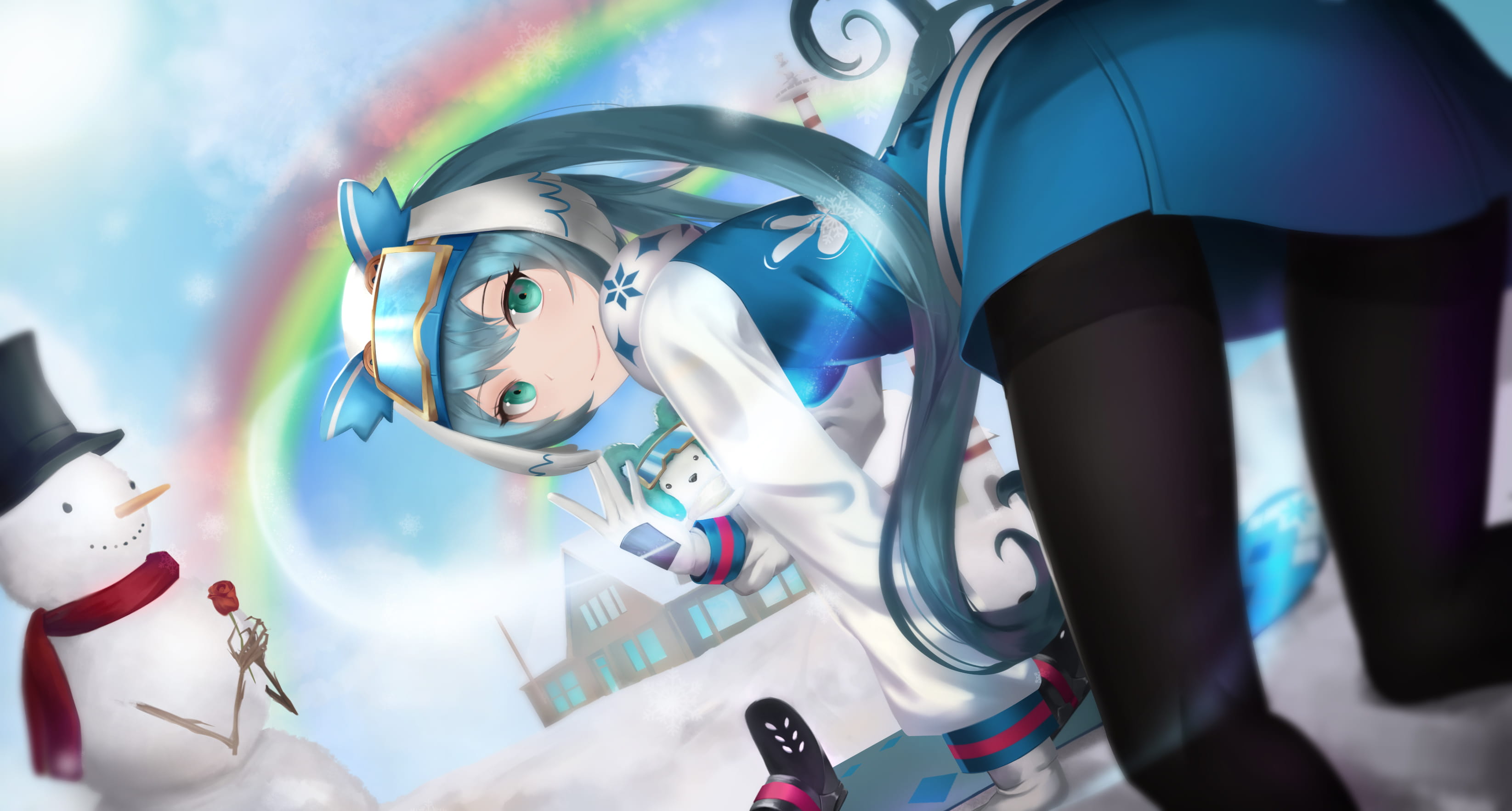 雪人,少女,插画,
