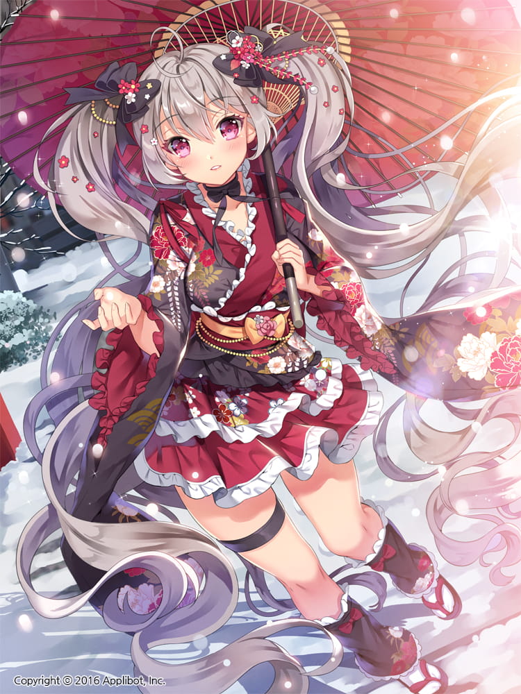 和服,少女,纸伞,