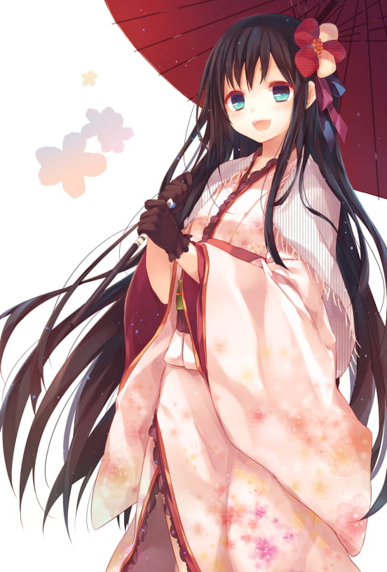 和服,少女,纸伞,
