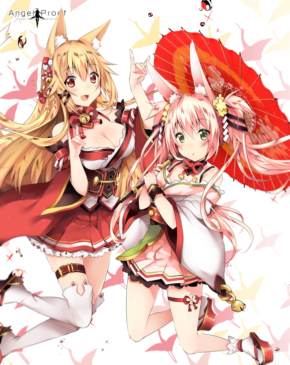 和服,少女,纸伞,