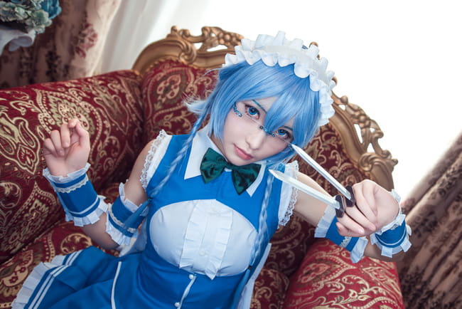 东方幻想乡,十六夜咲夜,cosplay,眼镜娘