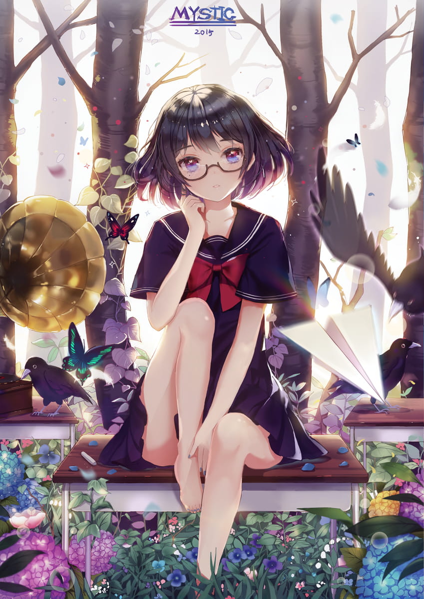 少女,眼镜娘,动漫,