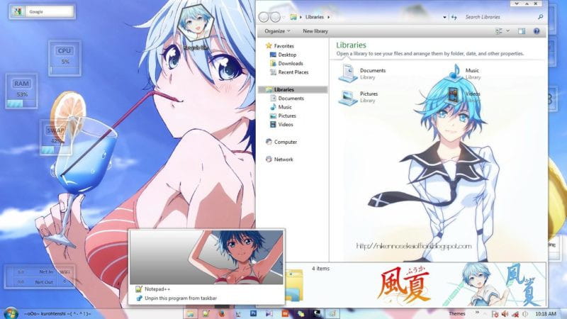 风夏,动漫电脑主题,win7主题,下载