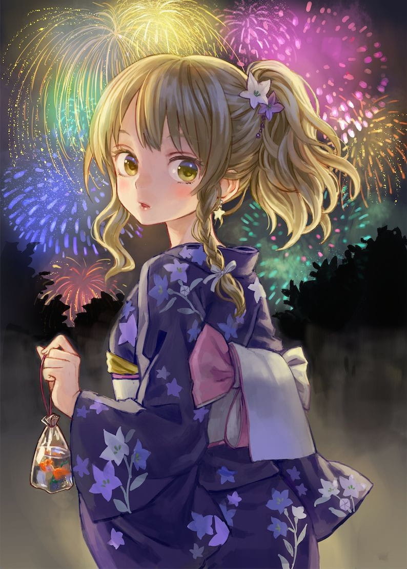和服,浴衣,少女