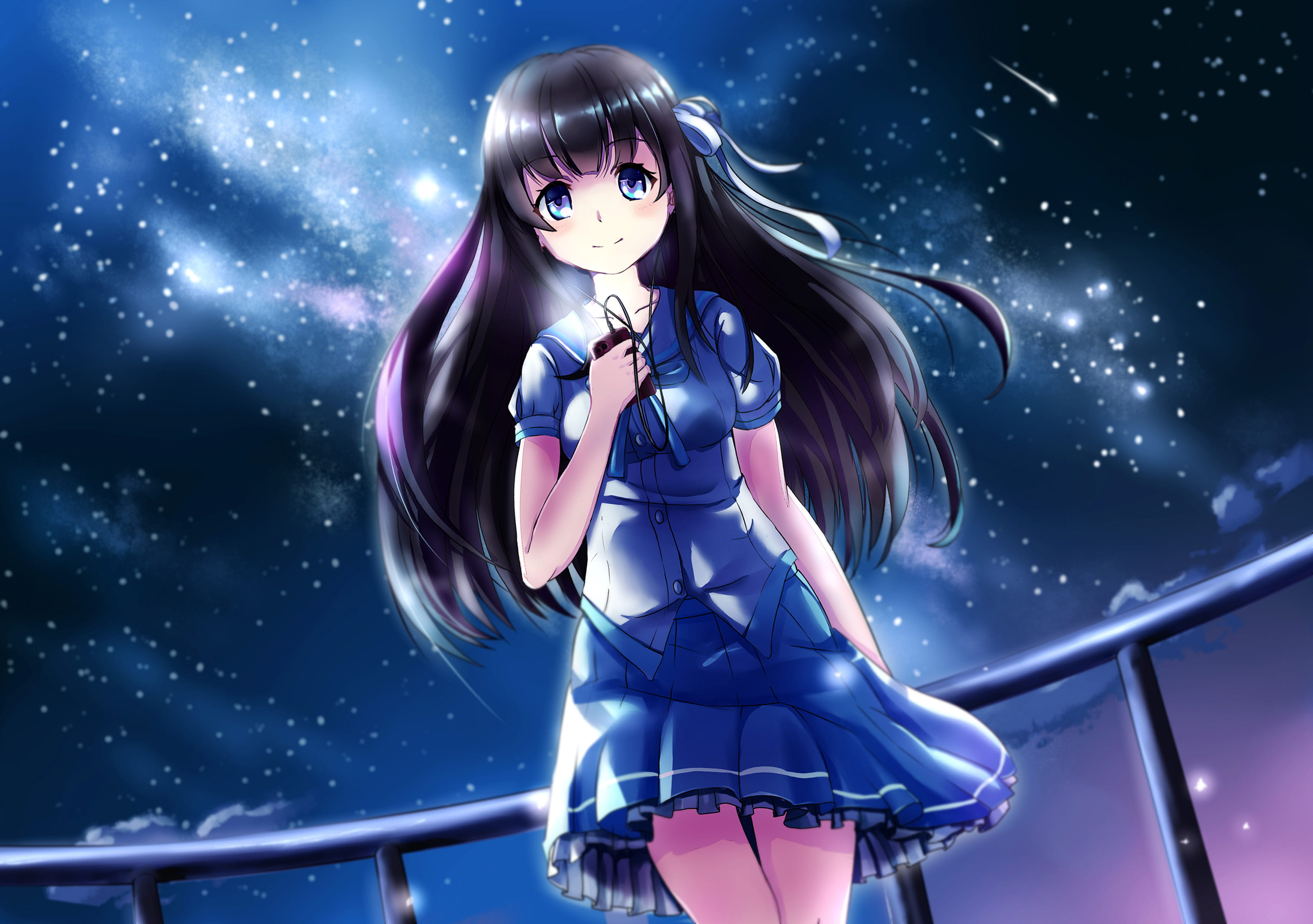 星空,少女,P站,插画