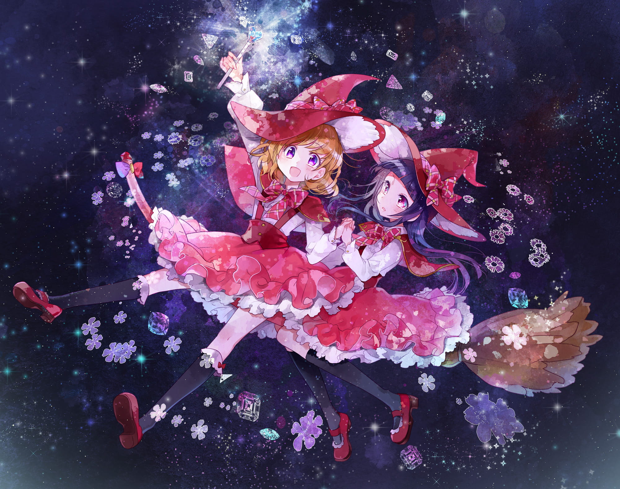 星空,少女,P站,插画
