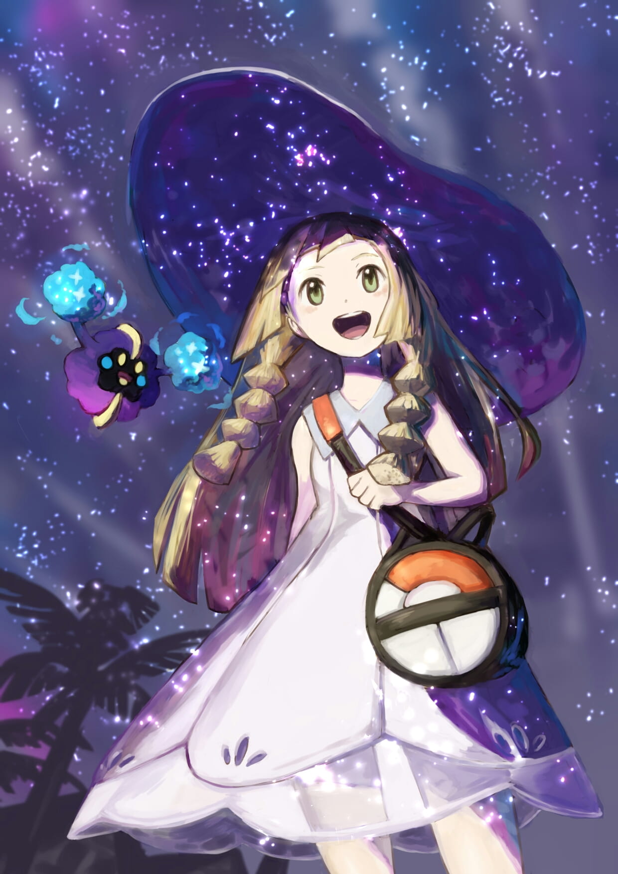 星空,少女,P站,插画