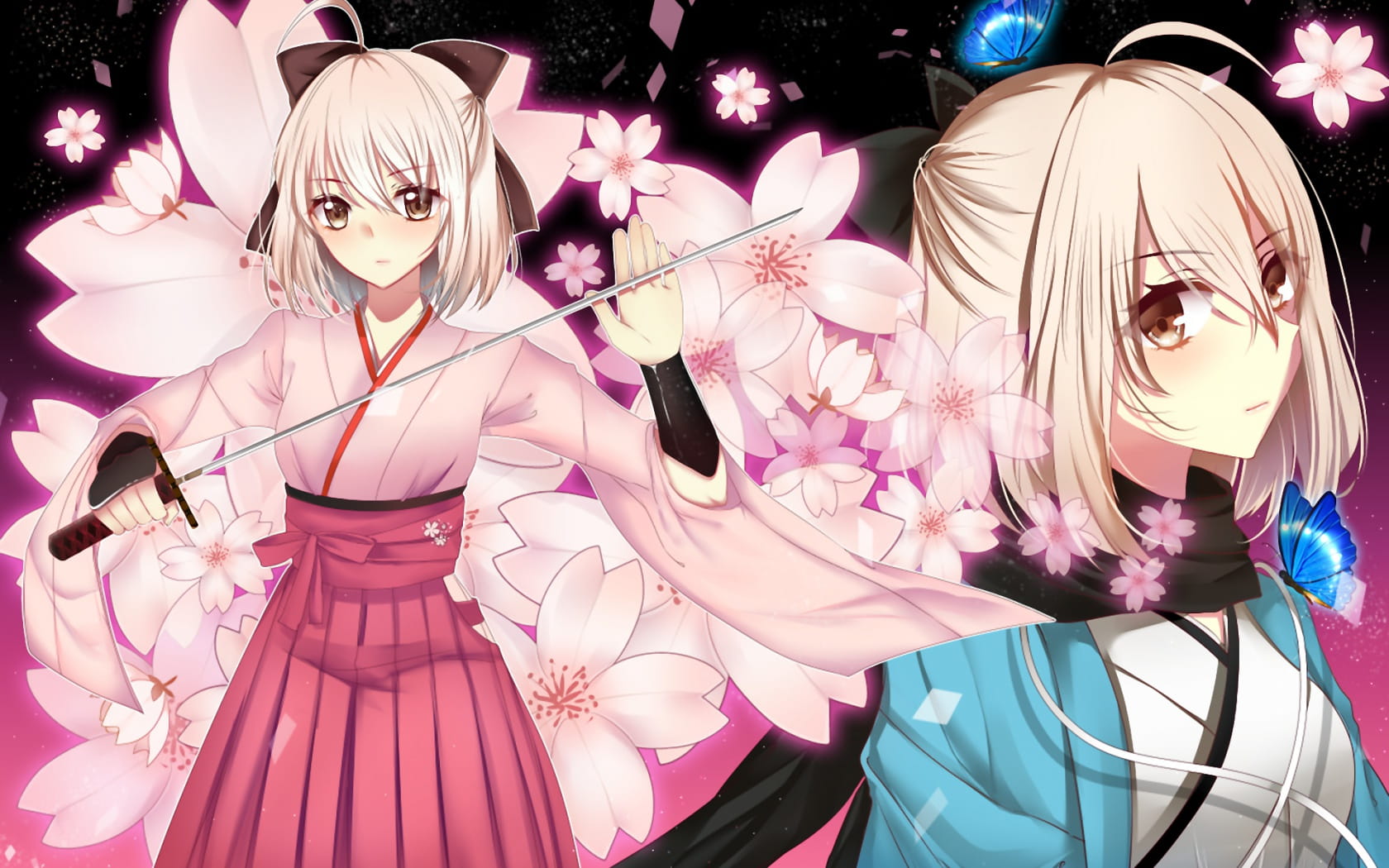 樱saber,冲田总司,动漫壁纸,fate