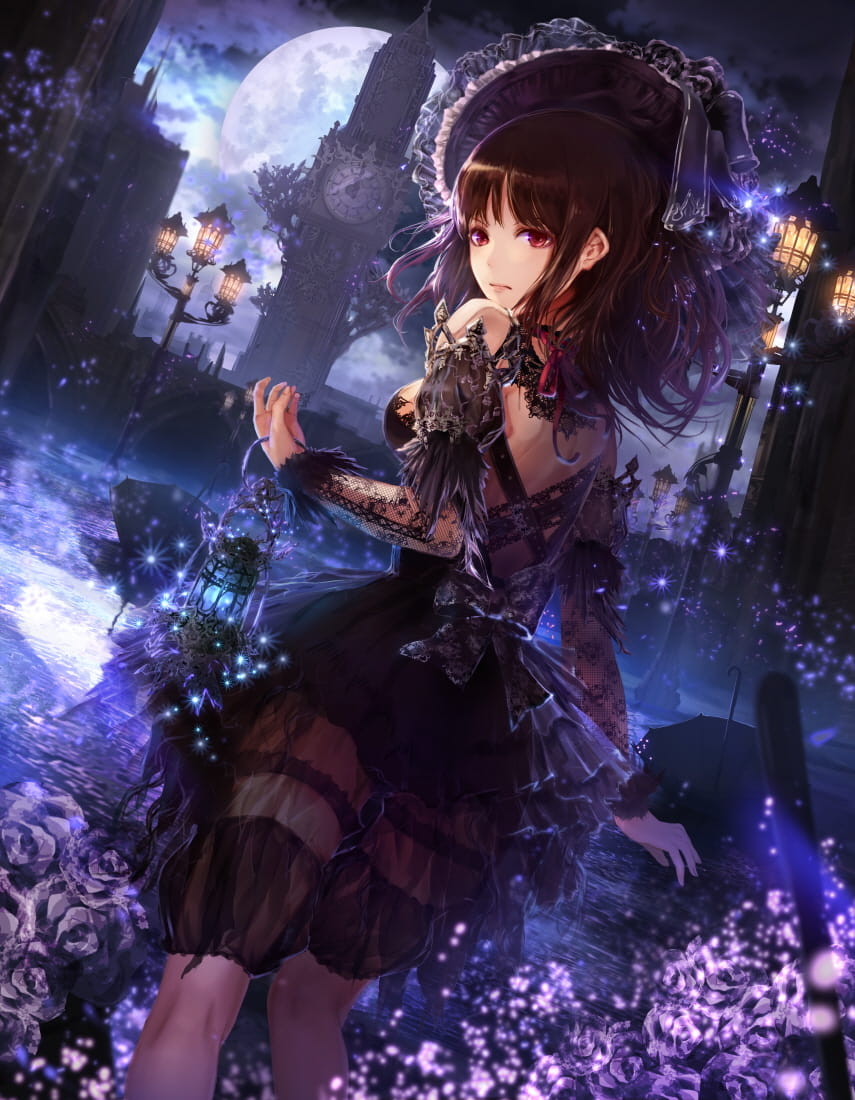 萌图,少女,黑色,插画