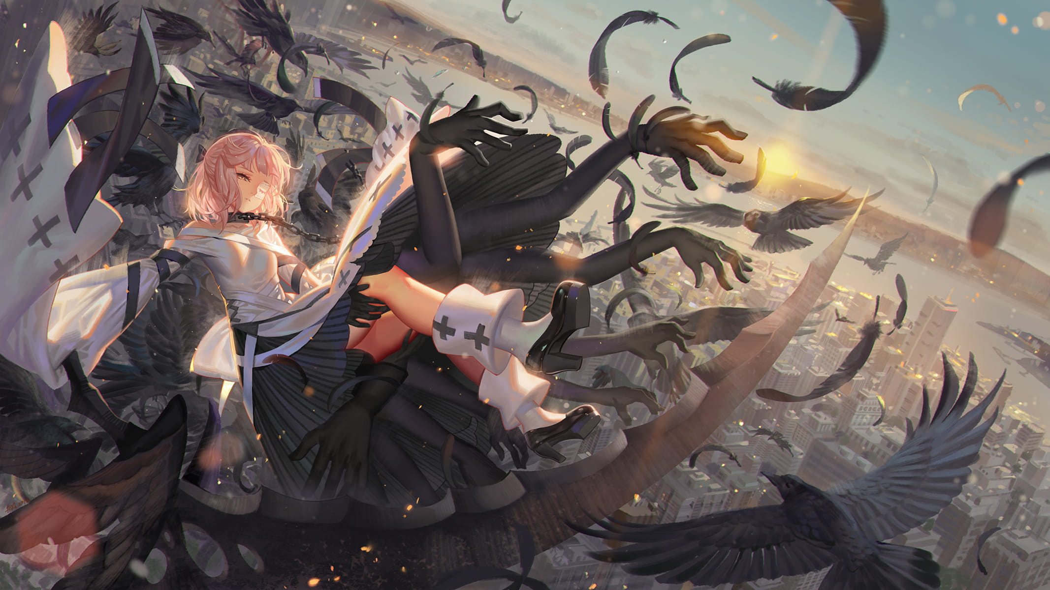 萌图,少女,黑色,插画