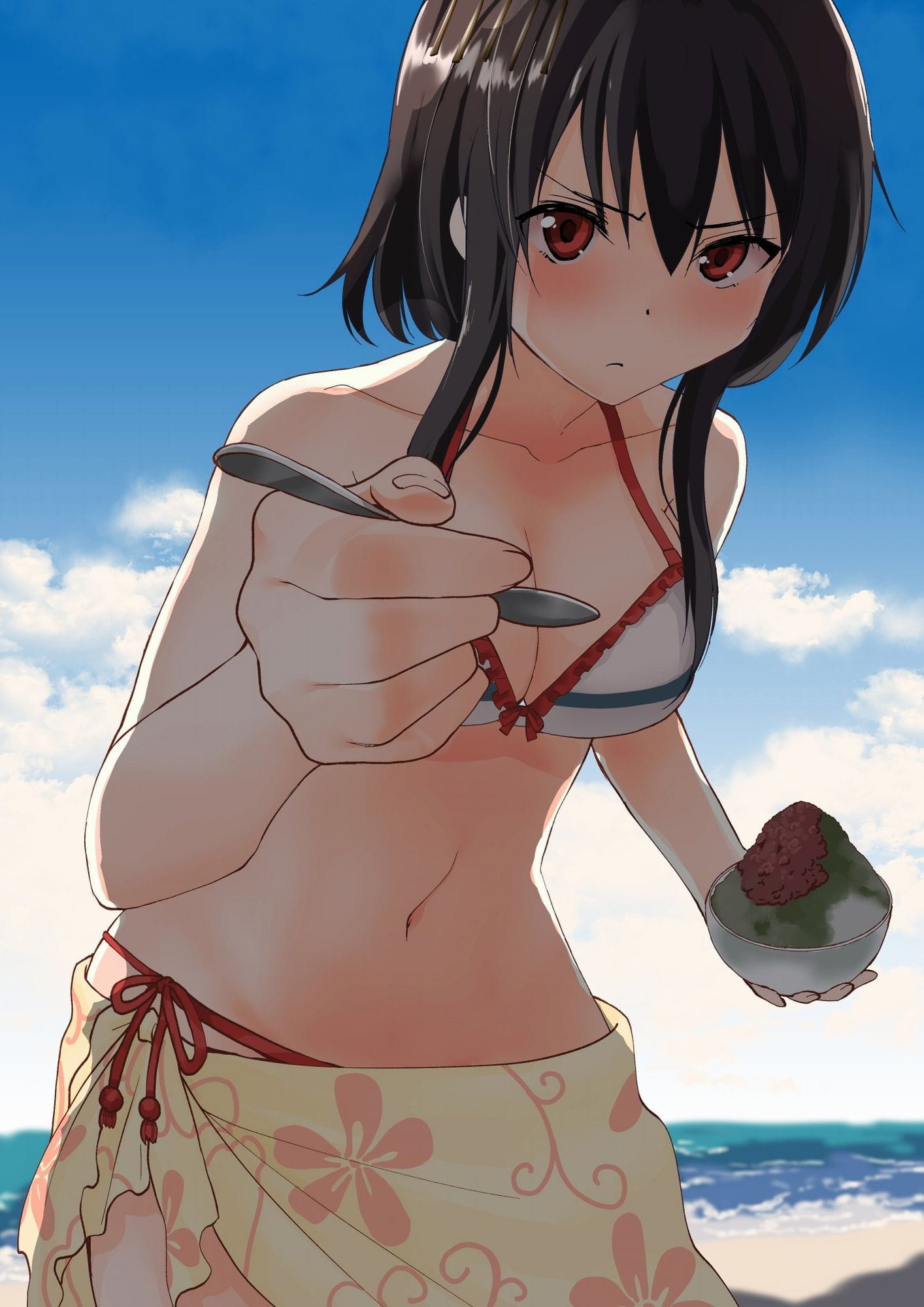 动漫本子,动漫福利图,动漫巨乳少女吃冰沙