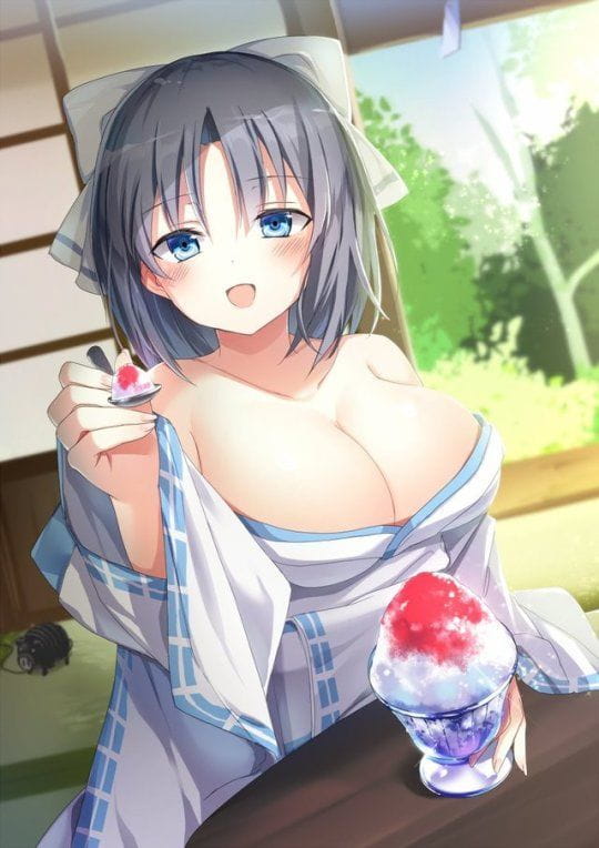 动漫本子,动漫福利图,动漫巨乳少女吃冰沙