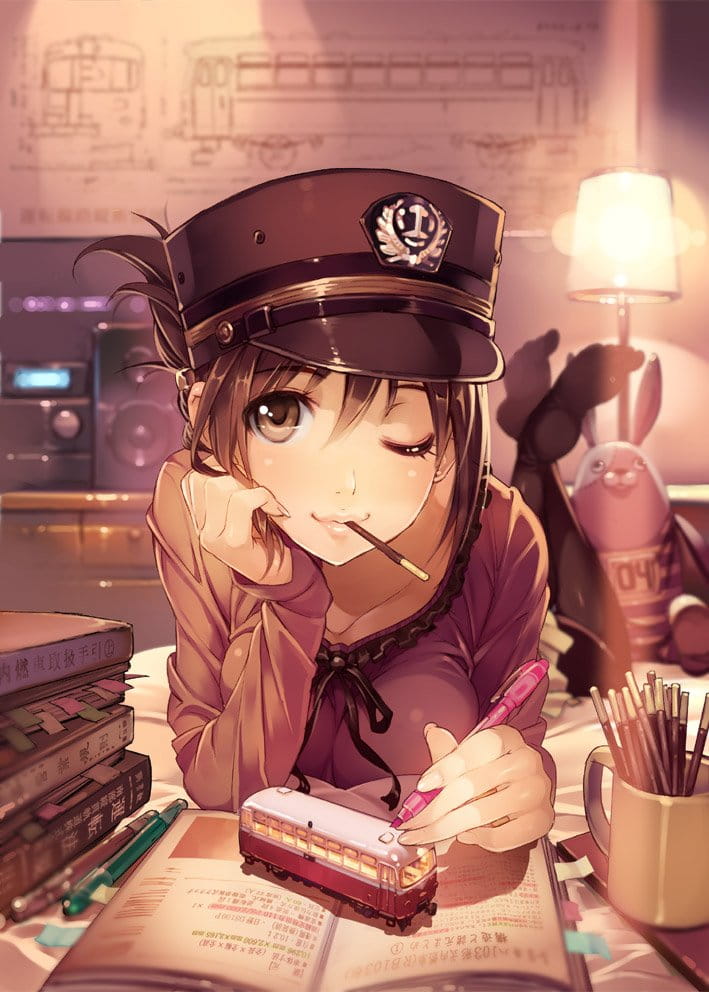 少女与电车,情人节壁纸,七夕动漫壁纸