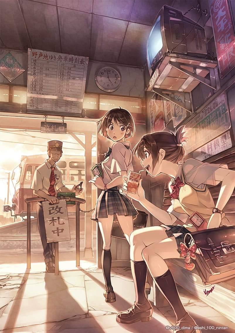 少女与电车,情人节壁纸,七夕动漫壁纸