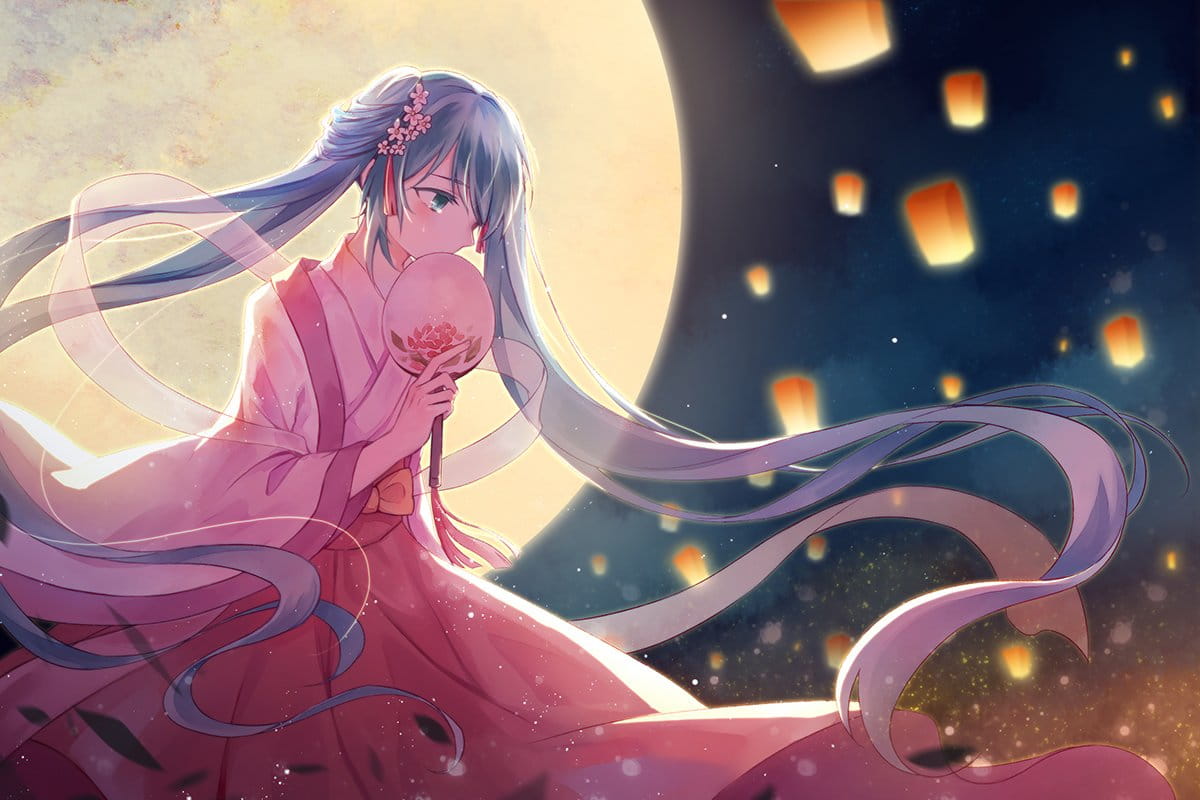 初音中秋,动漫中秋图片,初音壁纸