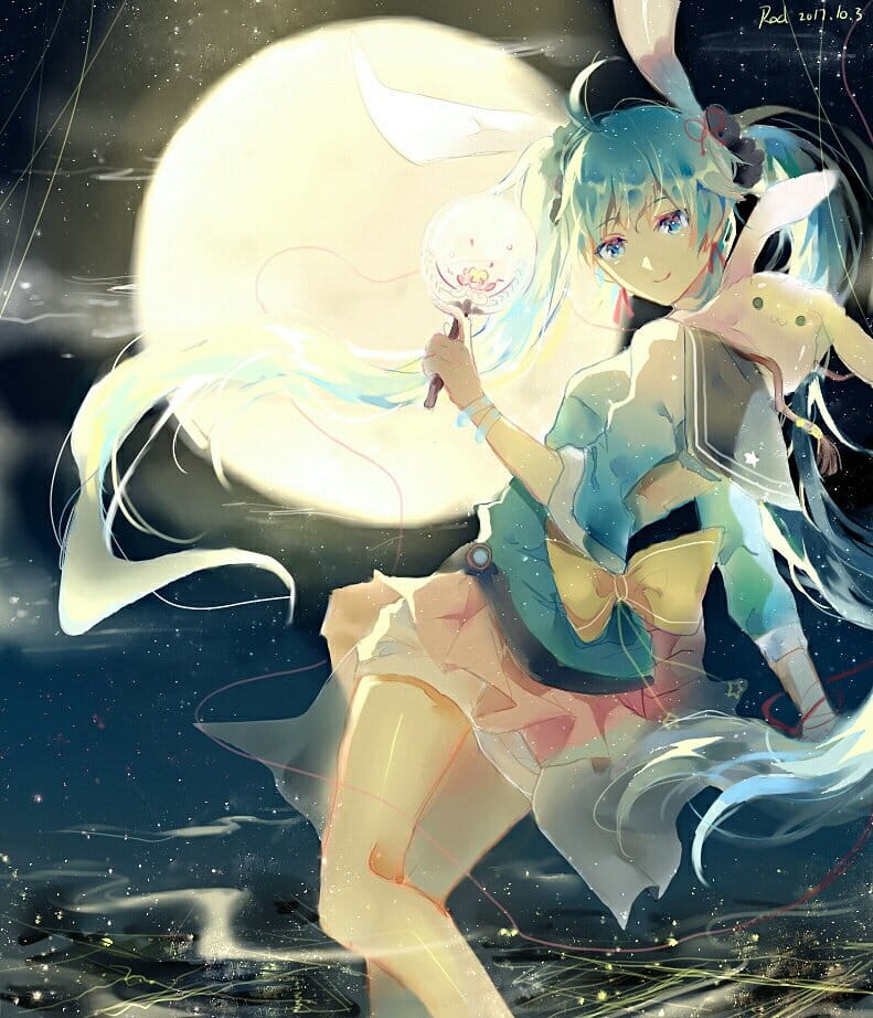 初音中秋,动漫中秋图片,初音壁纸