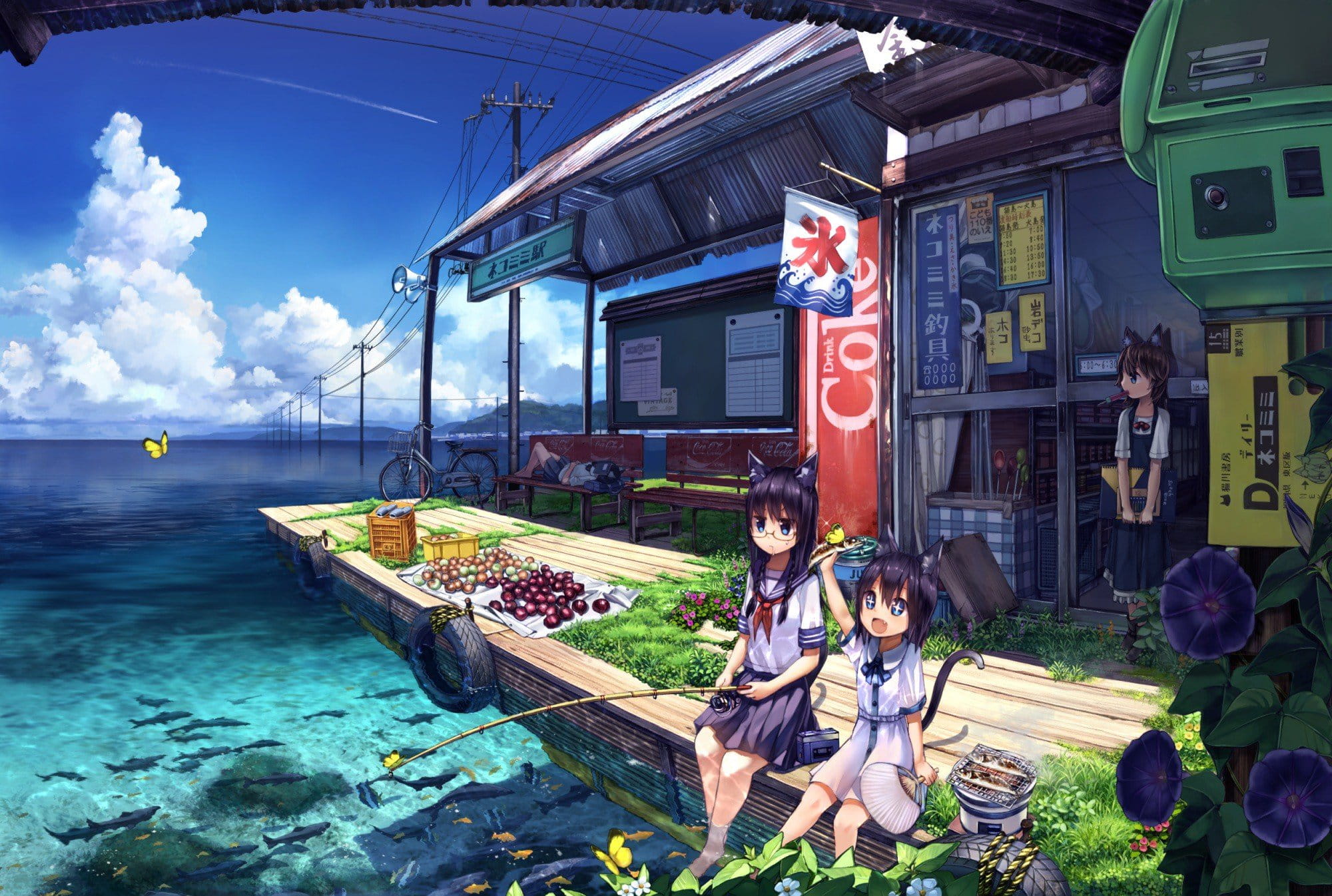 夏日风景图,二次元夏日风景,动漫夏日场景图