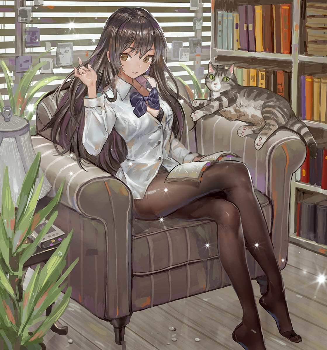 猫图片,少女与猫,动漫图片,萌女