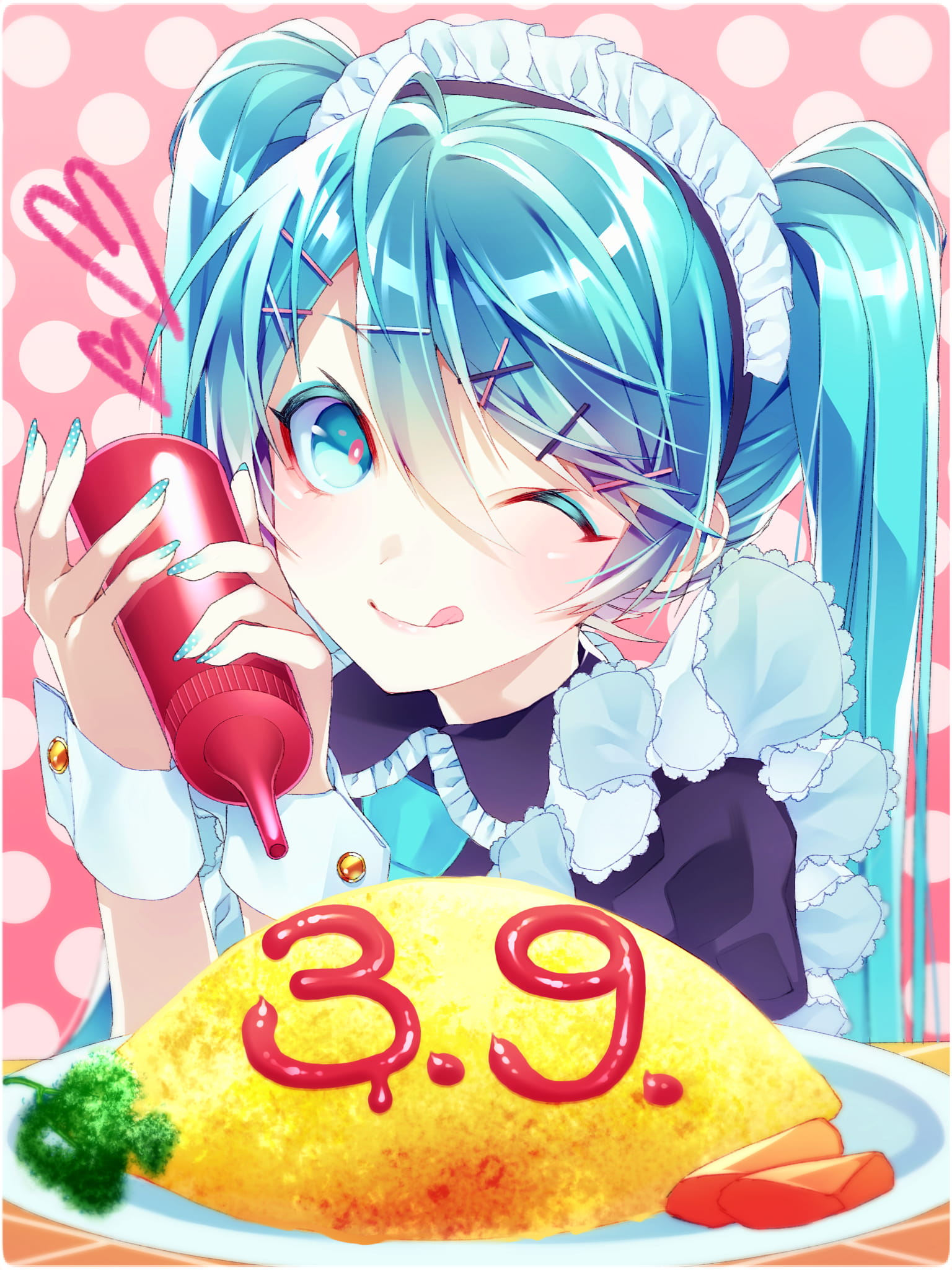 初音未来,39日,手机壁纸,桌面